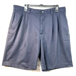 Golf Shorts Mens 36 IZOD Navy Pleated Comfort Waist 9.5 Inseam